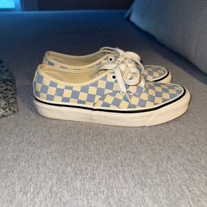 Vans Blue and Cream Checkered Sneakers